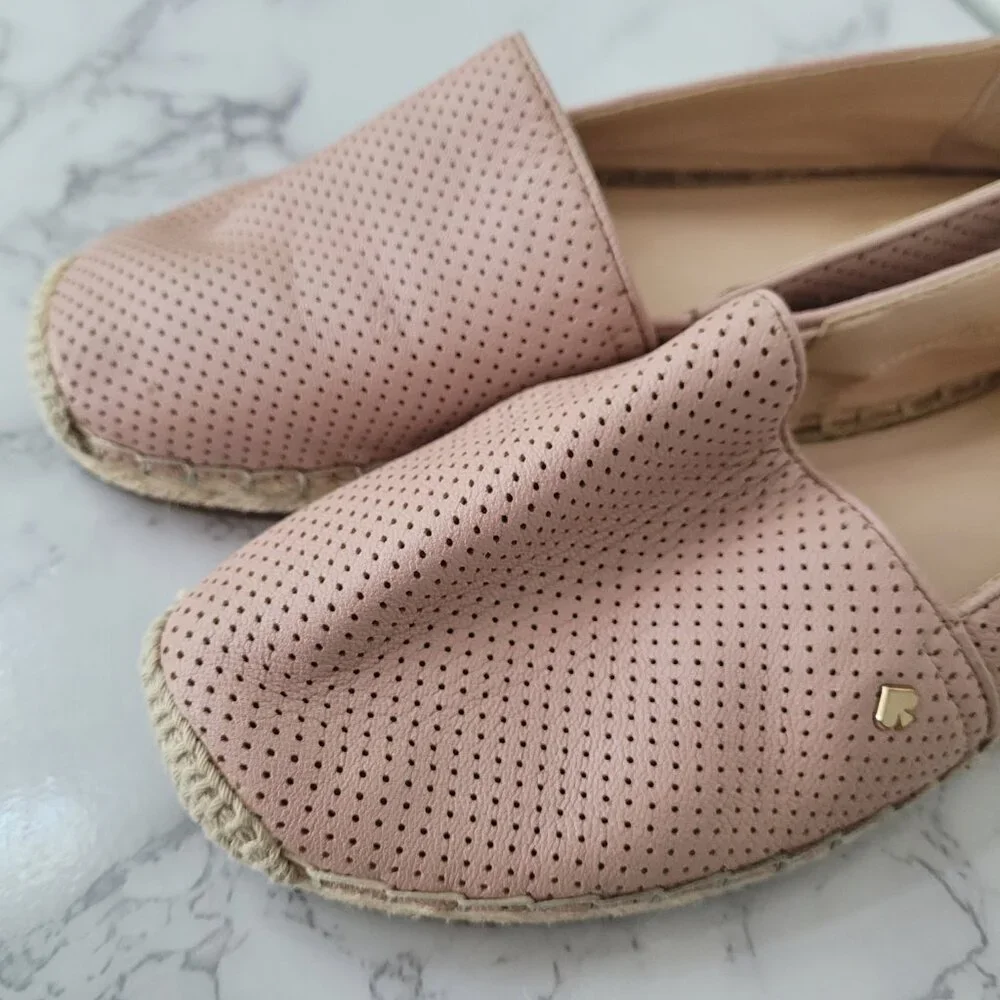 Kate Spade Perforated Leather Espadrilles – Pink, Size 7